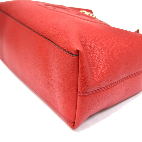 Gucci Soho Chain Tote Bag Interlocking GG Leather Red - Picture 6 of 9